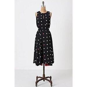 Anthropologie Maple 1950's Keyhole Polka Dot Fit & Flare Sleeveless Midi Dress